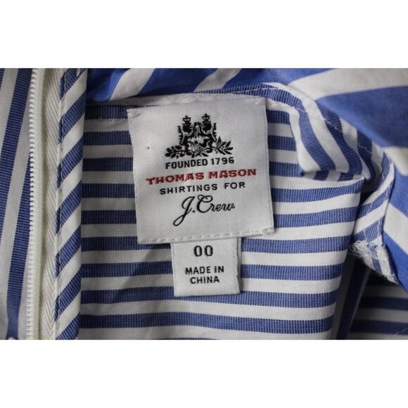 Thomas Mason for J. Crew Blue Striped Poplin Cowl Neck Shirt Blouse Size 00 - Picture 4 of 5